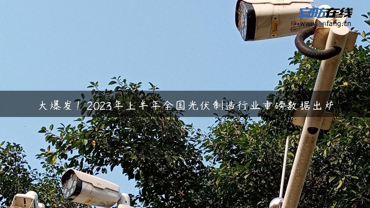 大爆发！2023年上半年全国光伏制造行业重磅数据出炉