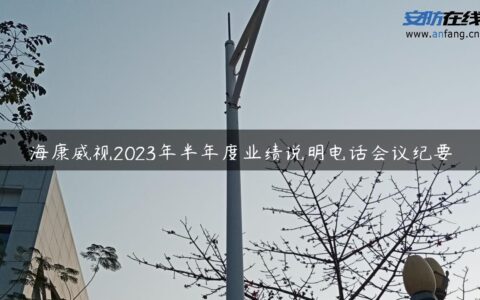 海康威视2023年半年度业绩说明电话会议纪要