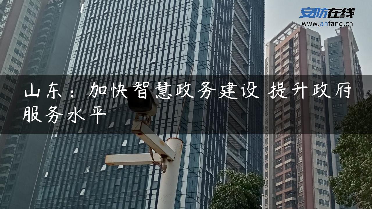 山东：加快智慧政务建设 提升**服务水平