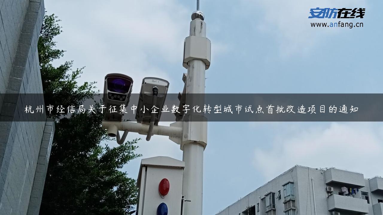 杭州市经信局关于征集中小企业数字化转型城市试点首批改造项目的通知