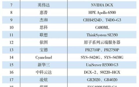 2019人工智能服务器排行榜发布 华为N腾系列排名第一