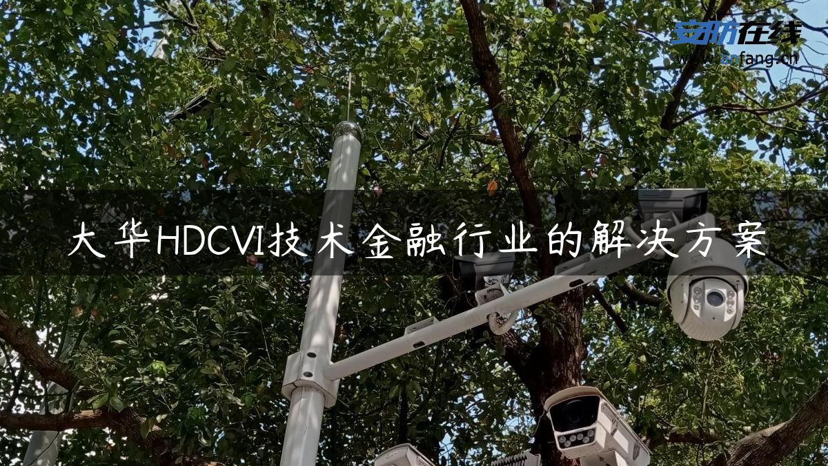 大华HDCVI技术金融行业的解决方案