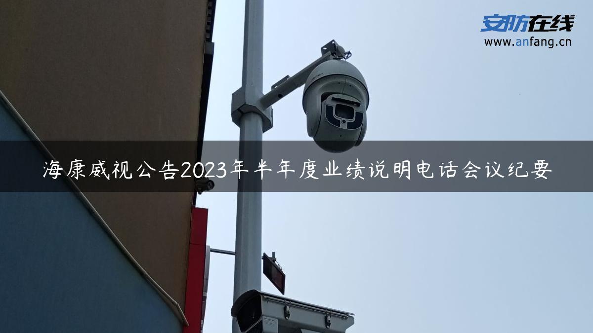 海康威视公告2023年半年度业绩说明电话会议纪要