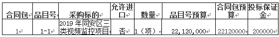 厦门市同安区视频监控项目采购招标公告