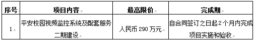 平安校园视频监控二期建设项目招标公告