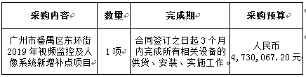 广州视频监控及人像系统项目招标公告