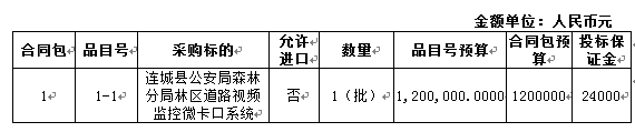 连城县道路视频监控项目招标公告