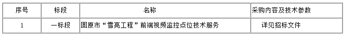 固原市“雪亮工程”前端视频监控点位技术项目招标公告