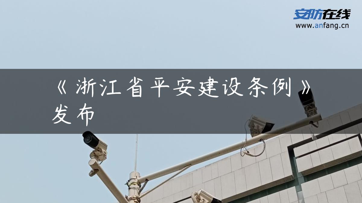 《浙江省平安建设条例》发布