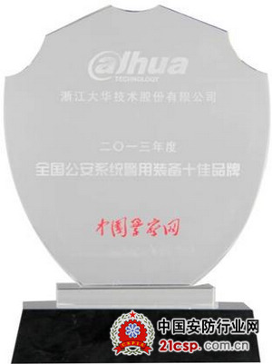 大华股份荣获2013全国公安系统警用装备十佳品牌