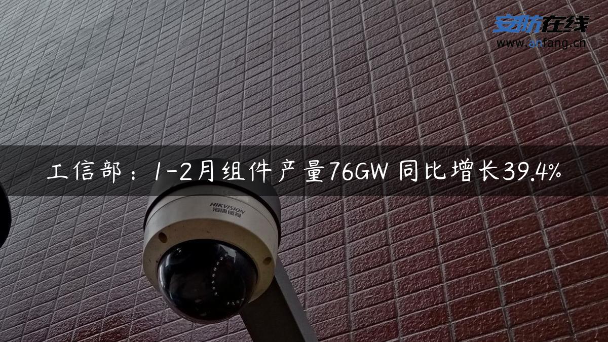 工信部：1-2月组件产量76GW 同比增长39.4%