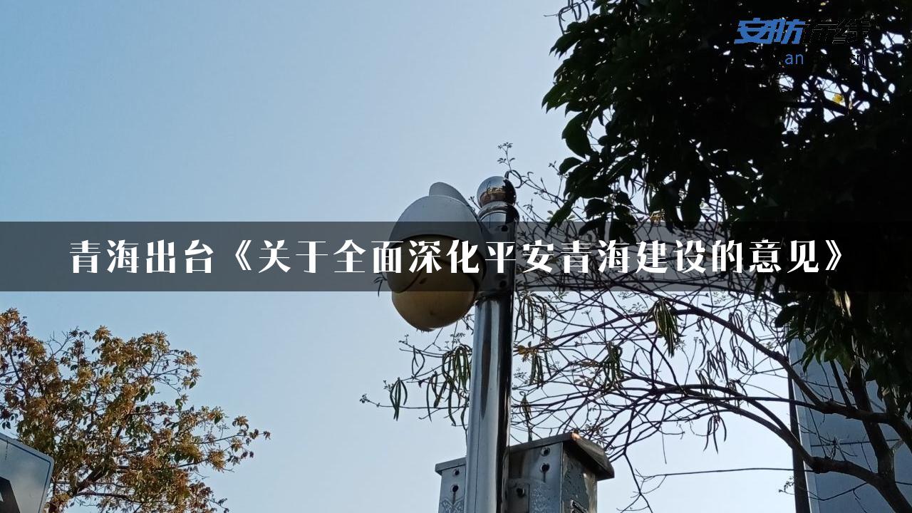 青海出台《关于全面深化平安青海建设的意见》