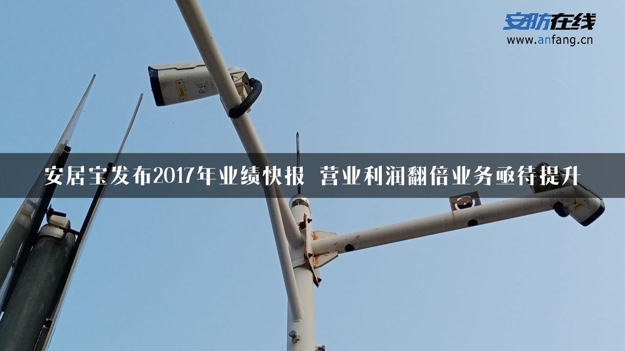 安居宝发布2017年业绩快报 营业利润翻倍业务亟待提升