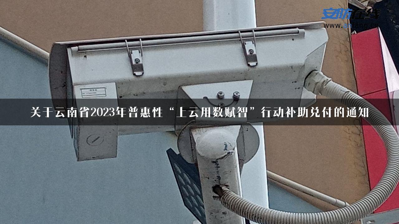 关于云南省2023年普惠性“上云用数赋智”行动补助兑付的通知