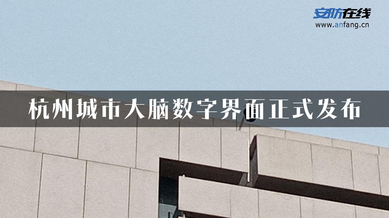 杭州城市大脑数字界面正式发布