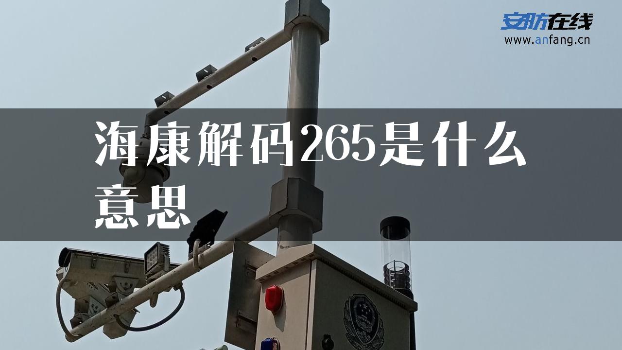 海康解码265是什么意思