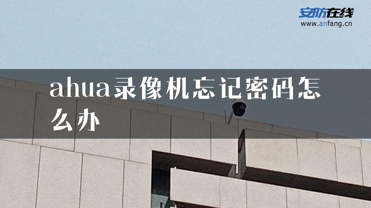 ahua录像机忘记密码怎么办