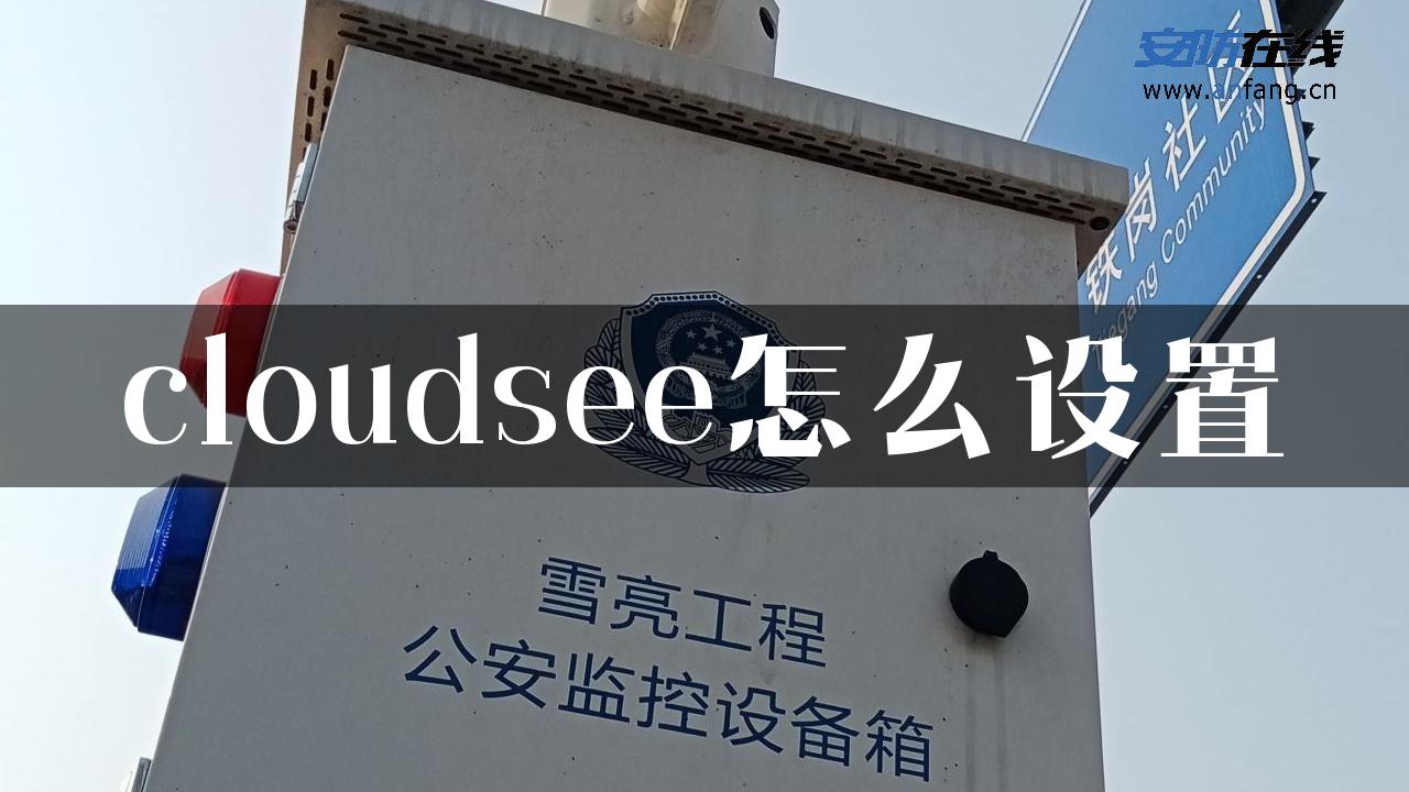 cloudsee怎么设置