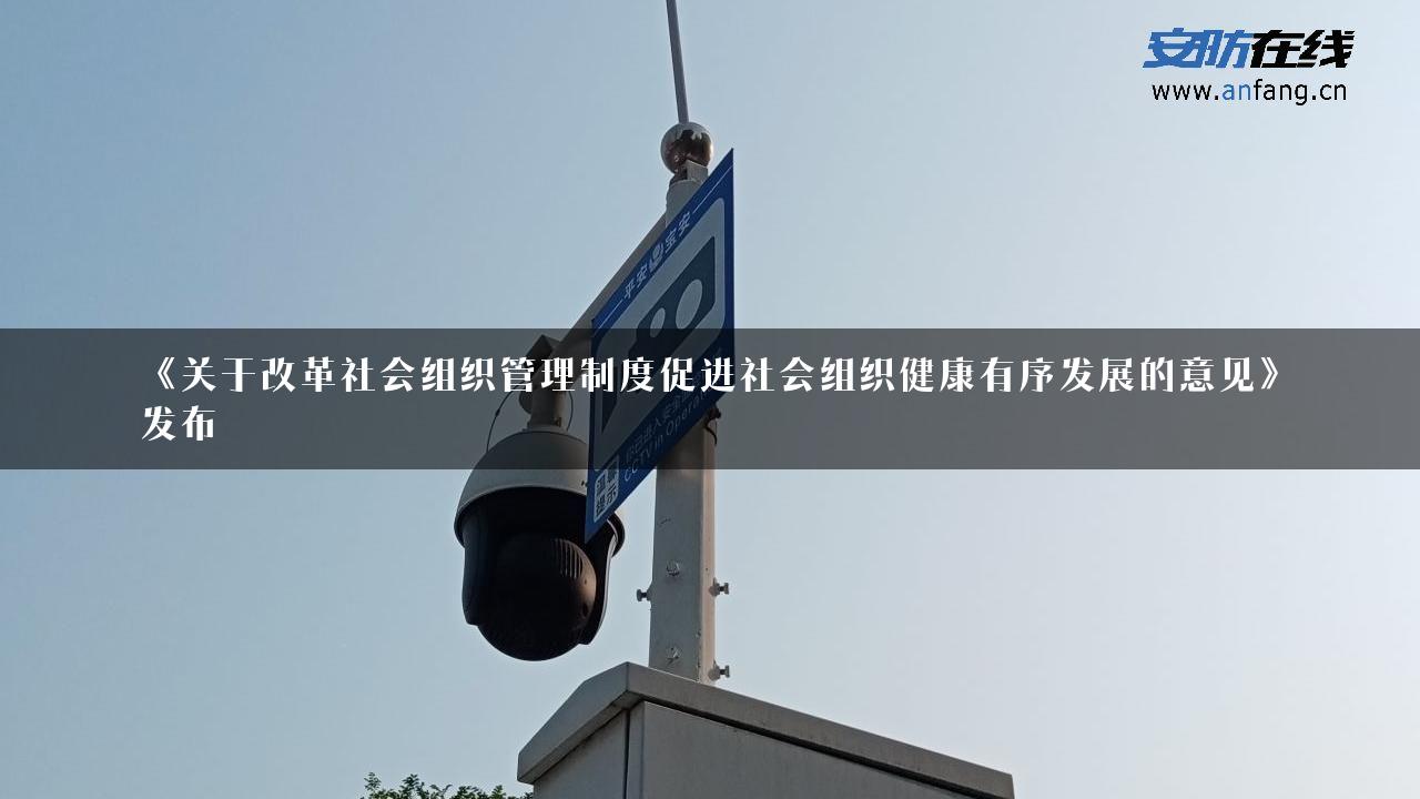 《关于改革社会组织管理制度促进社会组织健康有序发展的意见》发布